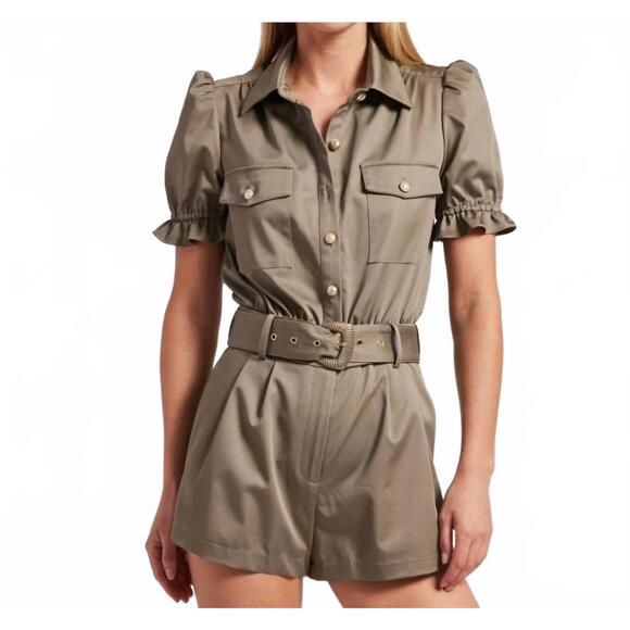 NEW GENERATION LOVE natalina gabardine romper in olive